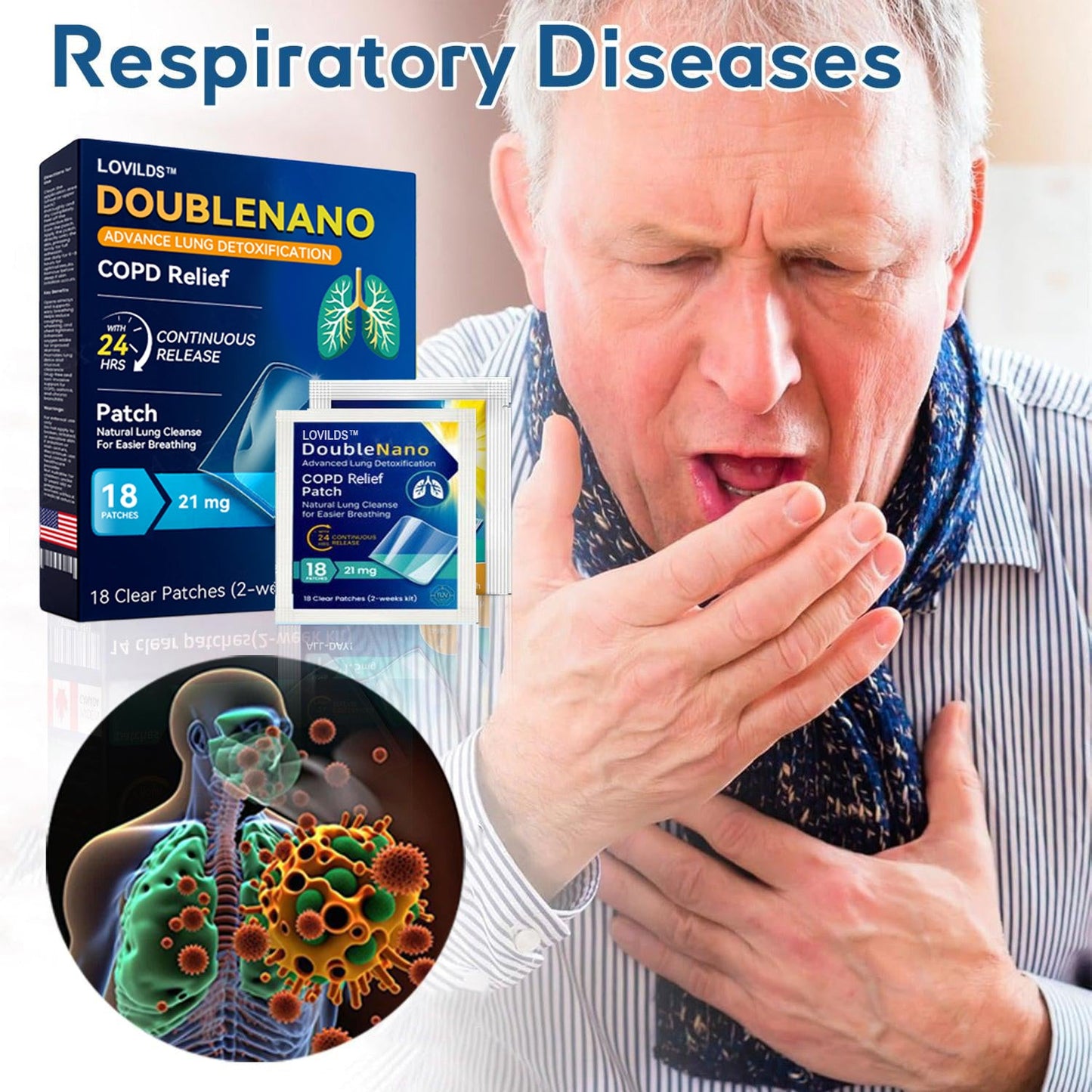 🫁✅ FDA odobren LOVILDS™ DoubleNano flaster za ublažavanje simptoma KOPB-a (💝 kašalj, piskanje, kratkoća daha, iskašljavanje, začepljen nos, bronhitis, alergijski simptomi, nelagoda u plućima 🫁)